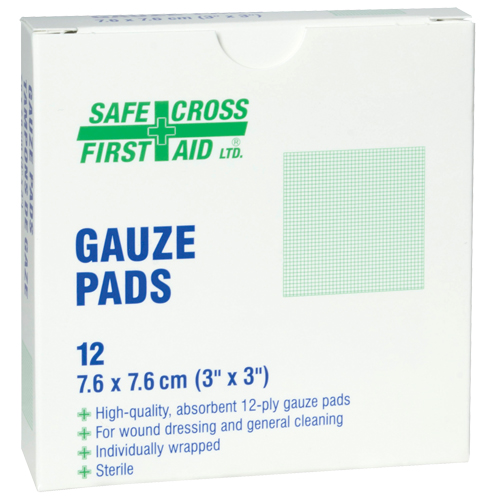 Safecross 02023 Gauze , Pad, 3" L x 3" W, Sterile, Medical Device Class 1