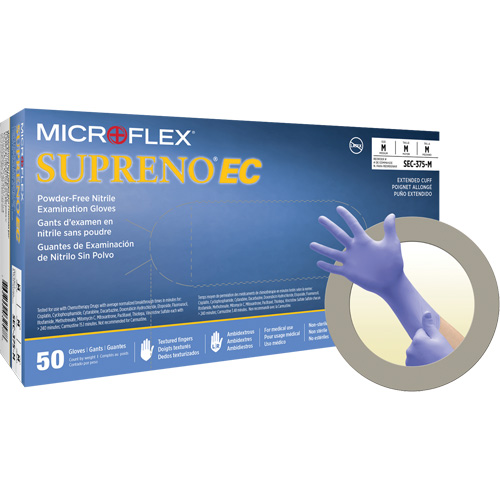 Microflex SEC-375-XL Supreno&reg; EC Gloves, X-Large, Nitrile, 5.5-mil, Powder-Free, Purple, Class 2