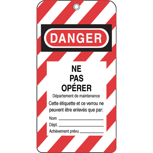 Incom Top Tape & Label 33014 &eacute;tiquettes de verrouillage, Plastique, 3" la x 5-3/4" h, Français