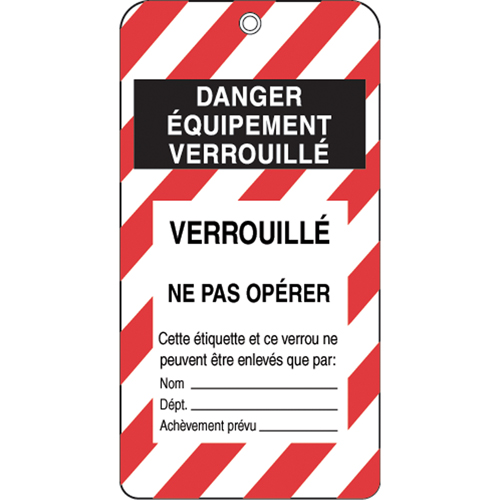 Incom Top Tape & Label 33015 &eacute;tiquettes de verrouillage, Plastique, 3" la x 5-3/4" h, Français
