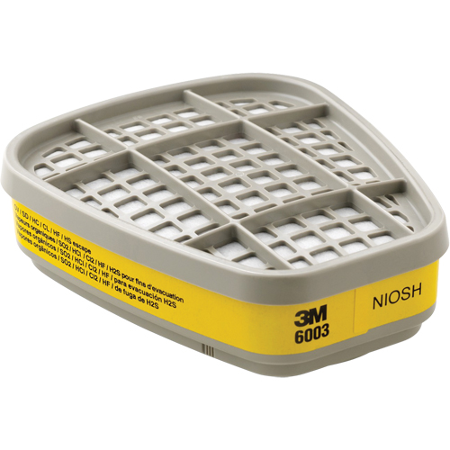 3M 6003 Cartouches pour respirateur s&eacute;rie 6000, Cartouche gaz/vapeur, Vapeurs organiques/Gaz acides