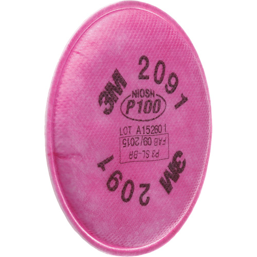 3M 2091 Pr&eacute;filtres pour respirateurs s&eacute;rie 2000, Filtre contre les particules, Filtre P100