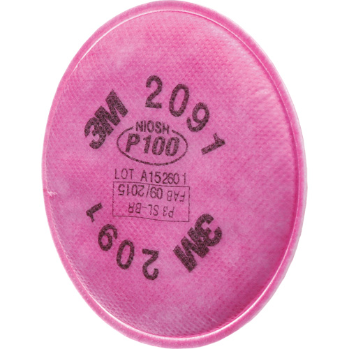 3M 2091 Pr&eacute;filtres pour respirateurs s&eacute;rie 2000, Filtre contre les particules, Filtre P100