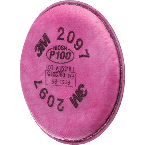 3M 2097 Pr&eacute;filtres pour respirateurs s&eacute;rie 2000, Filtre contre les particules, Vapeurs organiques/P100