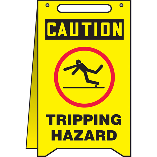 Accuform NMC MF118 "Tripping Hazard" Fold-Ups Floor Sign, English with Pictogram