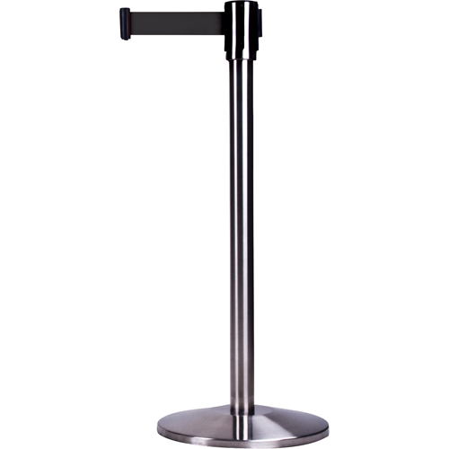 Produits de sécurité Zenith SEA794 Barri&egrave;res sur pieds pour le contr&ocirc;le des foules, Acier, 35" h, Ruban Noir, Longueur du ruban 7'