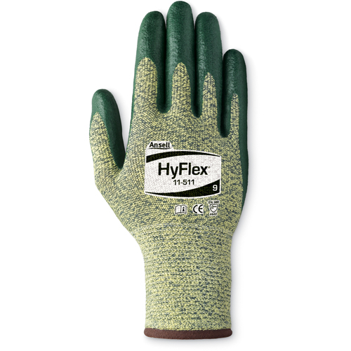 Ansell 1151111090 Gants r&eacute;sistant aux coupures HyFlex 11-511, Taille Grand/9, Calibre 13, Rev&ecirc;tement Mousse de nitrile, Enveloppe en Kevlar, ASTM ANSI niveau A5/EN 388 niveau D