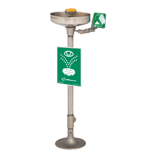 Haws 7777 Poste de douche oculaire/faciale Axion, Installation Socle, Bol Acier inoxydable