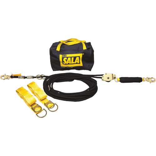 3M DBI Sala Fall Protection 7600705 Sayfline Horizontal Lifeline System, 60', Kernmantle, Swivel