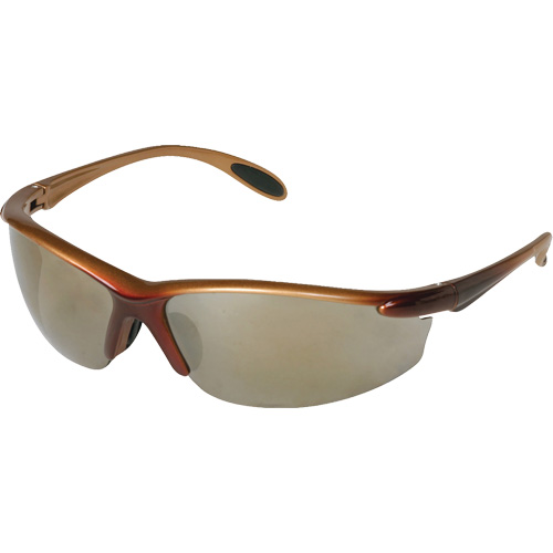Dentec 12E92608 Catalina Brown Metallic Frame Safety Glasses, Mirror/Gold Lens, ANSI Z87+/Meets/Exceeds CSA Z94.3