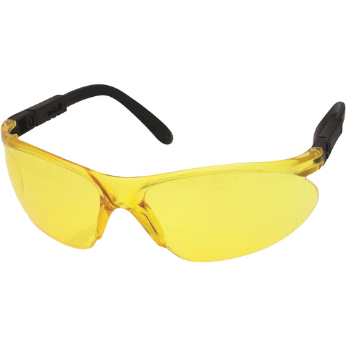 Dentec 12E93203 Lunettes de s&eacute;curit&eacute; CNC avec branches ajustables, Lentille Jaune, Anti-&eacute;gratignures, ANSI Z87+/R&eacute;pond ou surpasse la norme CSA Z94.3