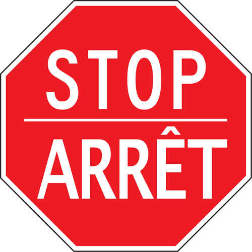 SEC345 "Stop / Arrêt" Sign, 24" x 24", Aluminum, Bilingual with Pictogram