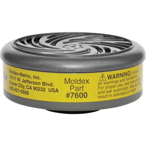 Moldex 7600 Filtres pour respirateur s&eacute;rie 7000/9000, Cartouche gaz/vapeur, Gaz multiples/Vapeur organique