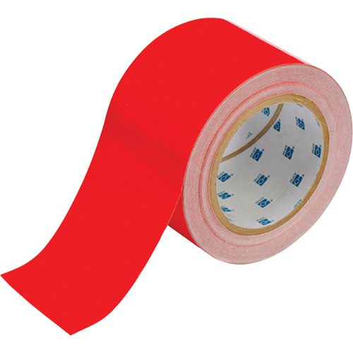 Brady 104373 ToughStripe&reg; Floor Marking Tape, 4" x 100', Polyester, Red