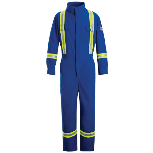 Bulwark CNBCRB-RG-52 Flame-Resistant Premium Coveralls with Reflective Trim, Size 52, Royal Blue, 5.1 cal/cm²