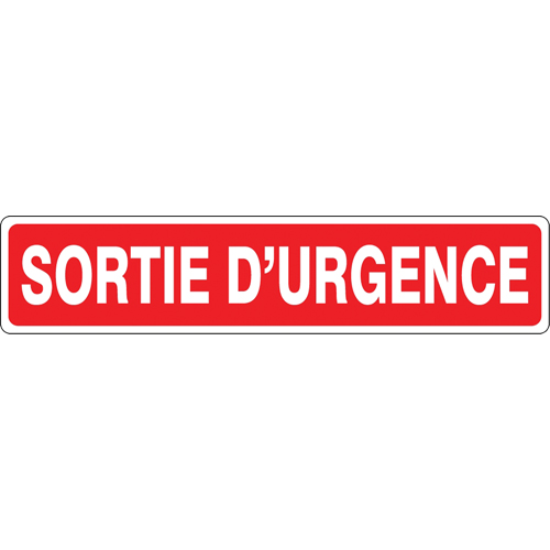 Accuform NMC MCTX524VA Enseigne  Sortie d'urgence , 14" x 3", Aluminium, Français