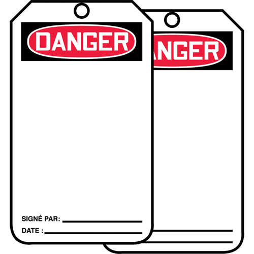 Accuform Signs FRMDT260CTP Safety Tags, Cardstock, 3-1/8" W x 5-7/8" H, French