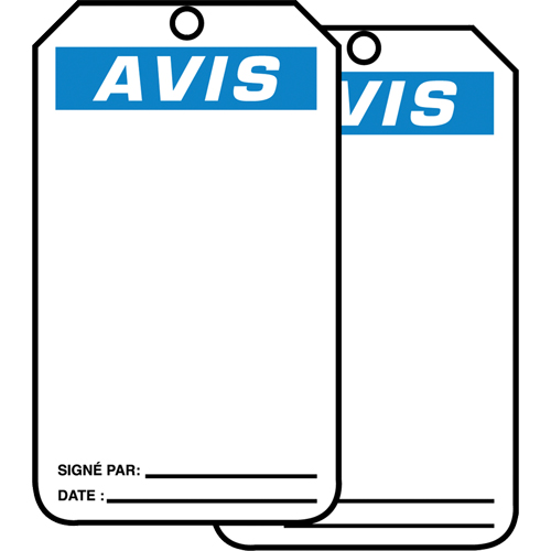 Accuform NMC FRMNT101CTP Safety Tags, Cardstock, 3-1/8" W x 5-7/8" H, French
