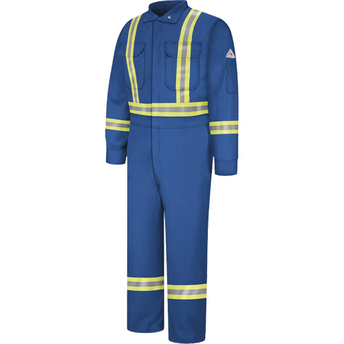 Bulwark CLBCRB-RG-38 Flame-Resistant Premium Coveralls with Reflective Trim, Size 38, Royal Blue, 12.2 cal/cm²