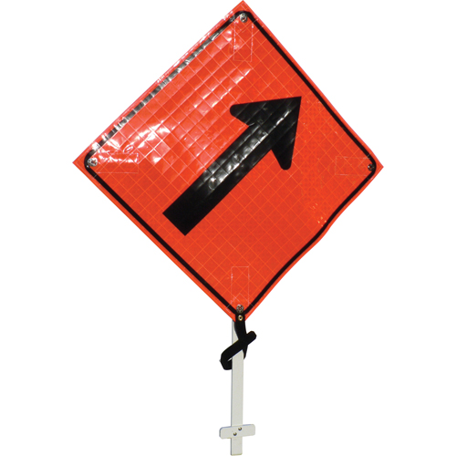 Signel ER665F48T120 Right Diagonal Arrow Pole Sign, 24" x 24", Vinyl, Pictogram