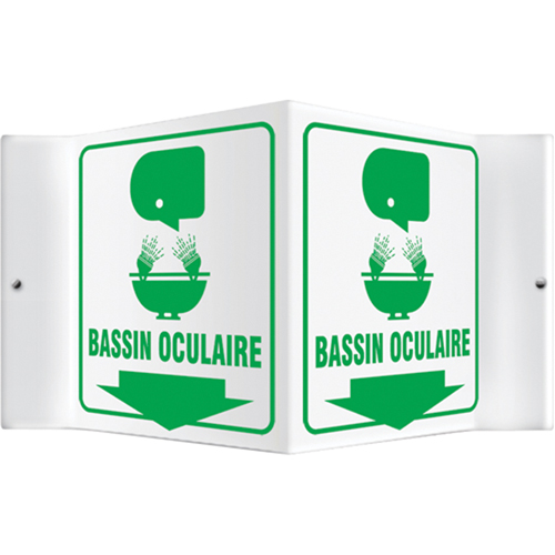 Accuform NMC FRPSP601 Enseigne Projection  Bassin Oculaire , 6" x 8-1/2", Plastique, Français avec pictogramme