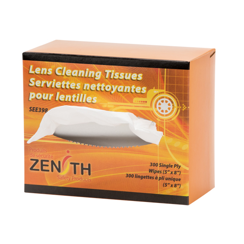 Produits de sécurité Zenith SEE398 Serviettes nettoyantes pour lentilles, 5" x 8", 300 /pqt.