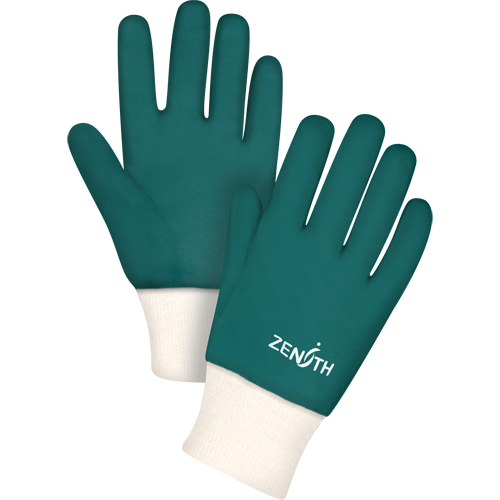 Produits de sécurité Zenith SEE803 Gants verts &agrave; double enduit, 10" lo, PVC, Doublure en Jersey de coton, 70 mils