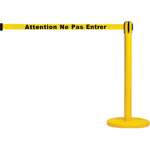 Zenith Safety Products SEE818 Free-Standing Crowd Control Barrier, Steel, 35" H, Yellow Tape, 7' Tape Length