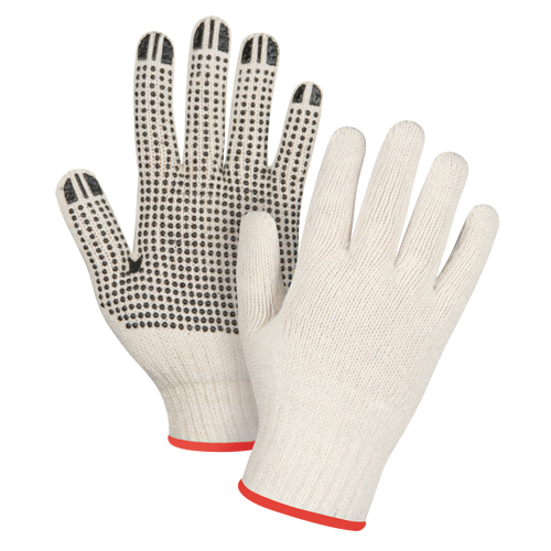 Zenith Safety Products SDS944 Lightweight Dotted String Knit Gloves, Poly/Cotton, Single Sided, 7 Gauge, Small
