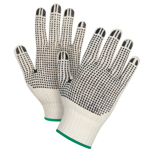 Zenith Safety Products SEE944 Heavyweight Double-Sided Dotted String Knit Gloves, Poly/Cotton, Double Sided, 7 Gauge, Medium