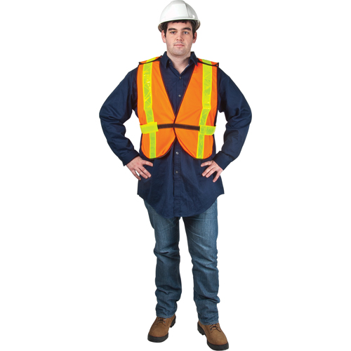 Zenith Safety Products SEF094 Standard-Duty Safety Vest, High Visibility Orange, Large, Polyester
