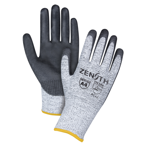 Produits de sécurité Zenith SEF170 Gants &eacute;lastiques sans coutures r&eacute;sistants &agrave; la coupe, Taille 2T-Grand/11, Calibre 13, Rev&ecirc;tement Polyur&eacute;thane, Enveloppe en PEHP, ANSI/ISEA 105 niveau 4/EN 388 niveau 5