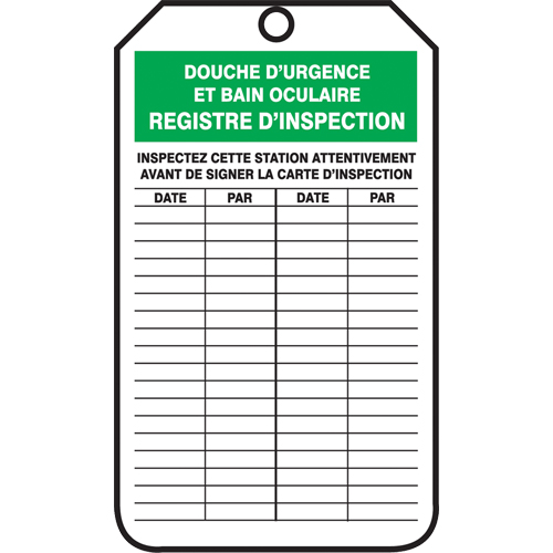 Accuform Signs FRMGT207CTP &eacute;tiquettes de s&eacute;curit&eacute; d'inspection et de contr&ocirc;le de l'&eacute;tat de l'&eacute;quipement, Papier cartonn&eacute;, 3-1/8" la x 5-7/8" h, Français