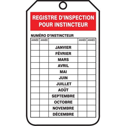 Accuform Signs FRTRS218PTP &eacute;tiquettes de s&eacute;curit&eacute; d'inspection et de contr&ocirc;le de l'&eacute;tat de l'&eacute;quipement, Plastique, 3-1/8" la x 5-7/8" h, Français