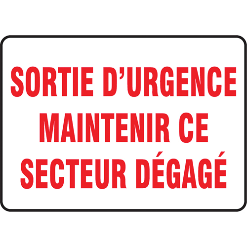 Accuform NMC FRMEXT552VP Enseigne  Sortie d'urgence , 10" x 14", Plastique, Français