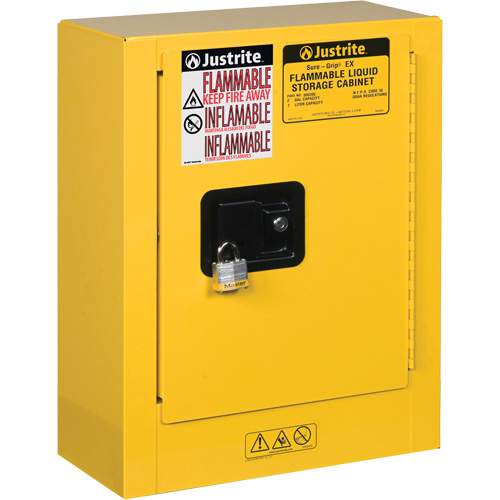 Justrite 890200 Sure-Grip&reg; EX Mini Flammable Safety Cabinet, 2 Gal., 1 Door, 17" W x 22" H x 8" D