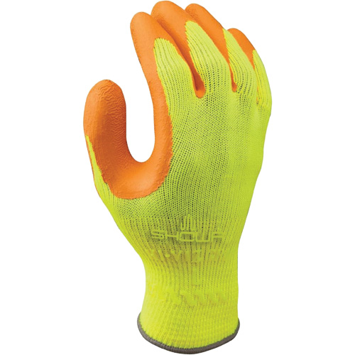 Showa 317XL-10 317 Fluorescent High-Visibility Gloves, X-Large, Rubber Latex Coating, Polyester Shell