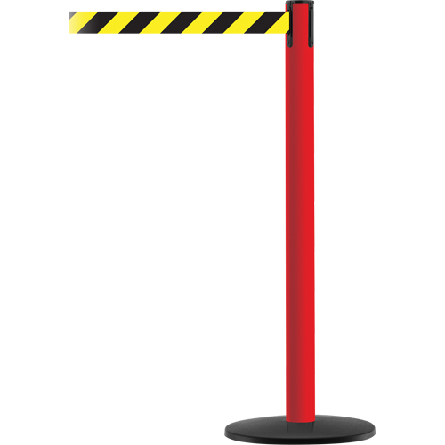 Tensator 889B3321STDNOD4XC Advance TensaBarrier&reg; Barrier Post, Steel, 36" H, Black/Yellow Tape, 7.5' Tape Length