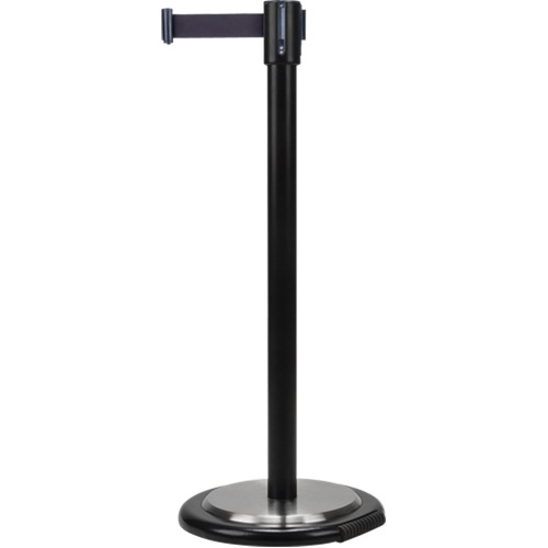 Produits de sécurité Zenith SDL104 Barri&egrave;res sur pieds pour le contr&ocirc;le des foules, Acier, 35" h, Ruban Noir, Longueur du ruban 12'