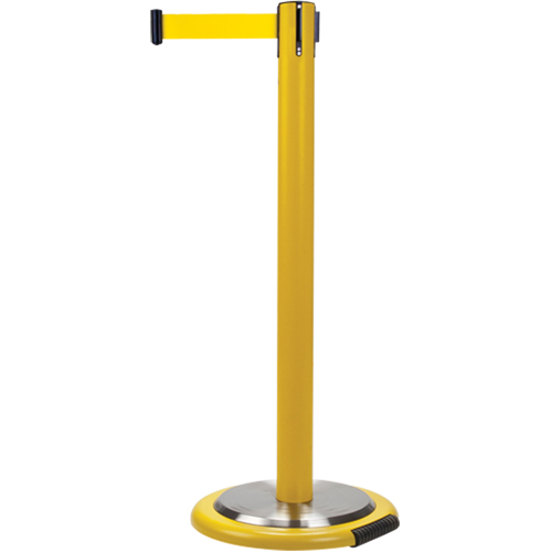 Zenith Safety Products SEI764 Free-Standing Crowd Control Barrier, Steel, 35" H, Yellow Tape, 7' Tape Length