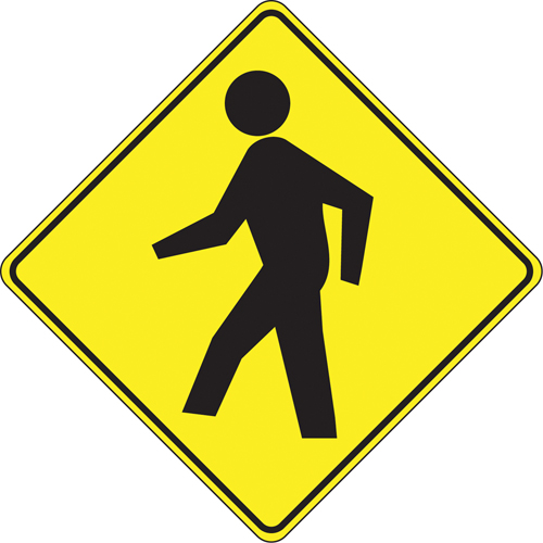 Accuform NMC FRW527HP Pedestrian Traffic Sign, 30" x 30", Aluminum, Pictogram