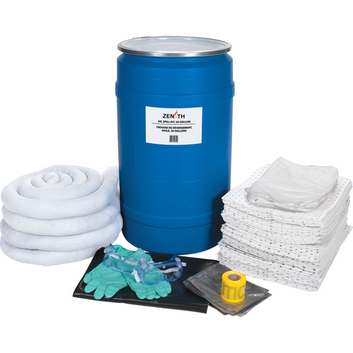 Zenith Safety Products SHP038 Spill Kit, Oil Only, Drum, 30 US gal. Absorbancy