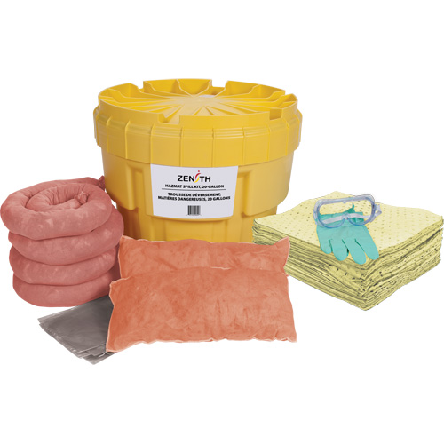 Produits de sécurité Zenith SHP030 Trousse de lutte contre les d&eacute;versements, Mati&egrave;res dangereuses, Overpack/Baril de r&eacute;cup&eacute;ration, Absorbance de 20 gal. US