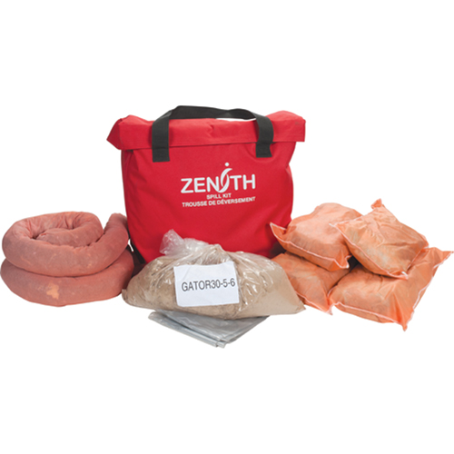 Produits de sécurité Zenith SEJ285 Trousse de lutte contre les d&eacute;versements pour v&eacute;hicules de service, Mati&egrave;res dangereuses, Sac, Absorbance de 10 gal. US
