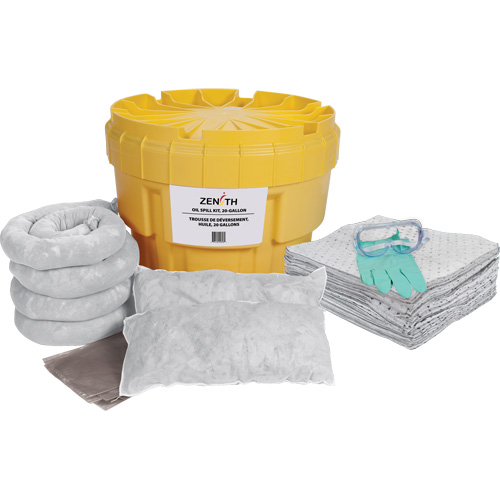 Produits de sécurité Zenith SHP032 Trousse de lutte contre les d&eacute;versements, Huile seulement, Overpack/Baril de r&eacute;cup&eacute;ration, Absorbance de 20 gal. US