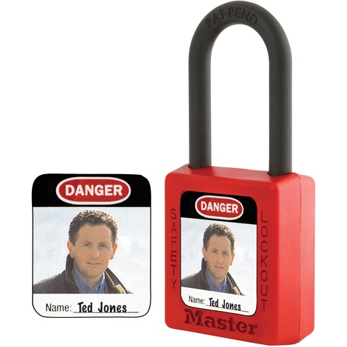 Master Lock S142 &eacute;tiquettes d'identification &agrave; photo pour cadenas en thermoplastique Zenex, 1" la x 1,25" h, Anglais