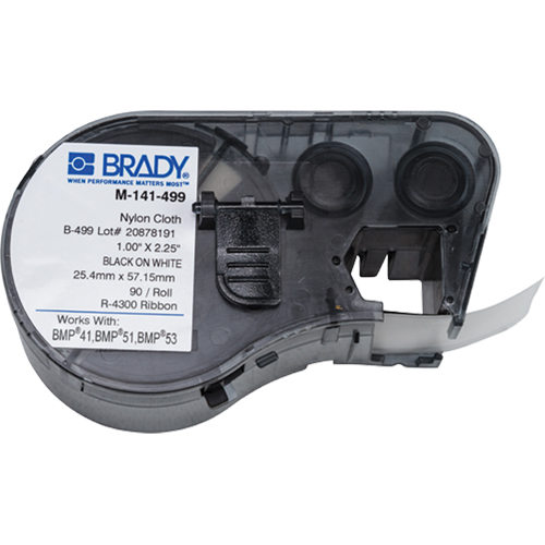 Brady M4-141-499 Heat-Shrink Wire Marker Cartridge, Nylon Cloth, 1" L x 2.25" H, White