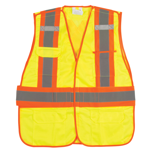 Produits de sécurité Zenith SGF143 Veste d'arpenteur r&eacute;sistante aux flammes, Jaune lime haute visibilit&eacute;, 2T-Grand, Polyester