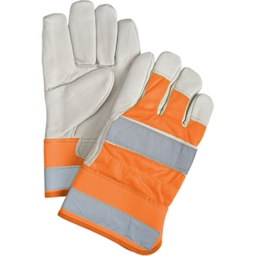 Zenith Safety Products SEK237 Orange High-Visibility Superior Warmth Fitters Gloves, Large, Grain Cowhide Palm, Thinsulate Inner Lining