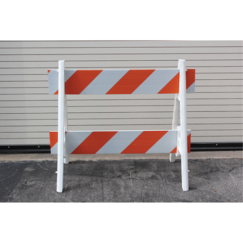 Accuform Signs FBA627 Barricades, En A, 72" lo x 40" h, Orange/Blanc